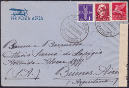 067 * Lettera Di Posta Aerea Da Roma Del 24.08.40 Diretta A Buenos Aires Affrancata Per L. 24,75. Verificata Per Censura - Poststempel (Zeppeline)