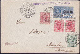071 * Lettera Di Posta Aerea Da Trento Del 8.6.28 Diretta Monaco ( Germania ), Affrancata Con V. E. II C. 0,75 X2 + 10 + - Marcophilia (Zeppelin)