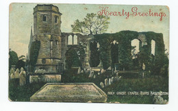 Postcard Hampshire Basingstoke Hearty Greetings. Holy Ghost Chapel Ruins Unused Bit Grubby - Winchester