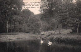 9082 L ISLE ADAM   CHATEAU DES FORGETS Un Coin Du Parc La Pièce D'Eau (cygnes)             ( Recto-verso) 95 Val D'Oise - L'Isle Adam