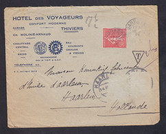 LETTRE A EN TETE - HOTEL DES VOYAGEURS - CONFORT MODERNE - THIVIERS - - Commemorative Postmarks