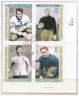 USA 2003 Early Football Heroes Cpl Plate Block 4v Set VFU On Single Piece - Sc. # 3808/11 - Plaatnummers