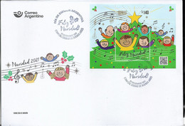 #10086 ARGENTINE,ARGENTINA 2021 CHRISTMAS RELIGION MUSIC S/SHEET BLOC, FDC - Ungebraucht