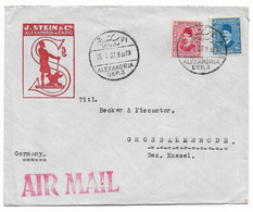 Luftpost Ägypten, J. Stein & Co, ALEXANDRIA DEP.3 - 1937 Nach Deutschland - Posta Aerea