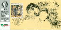 074 Carte Officielle Exposition Internationale Exhibition Milanofil 1991 France FDC Tableau Art Auguste Renoir Kunst - Filatelistische Tentoonstellingen