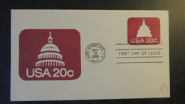 USA 1981 FDC 20c Embossed Los Angeles Postmark Good Used - 1981-1990