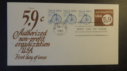 USA 1982 FDC 5.9c Non Profit Transportation Wheeling Postmark Good Used - 1981-1990