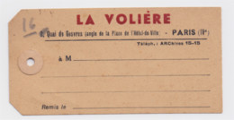 Étiquette De Colis La Volière Paris IVe 2, Quai De Gesvres Oiseaux, Non écrite - Zonder Classificatie
