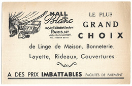 BUVARD - HALL Du BLANC Paris 14e, Grand Choix Linge, Bonneterie, Layette, Rideaux, Couvertures - Textile & Vestimentaire