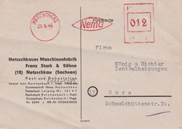 ALLEMAGNE 1946 ZONE SOVIETIQUE CARTE  EMA DE NETZSCHKAU - Soviet Zone
