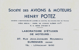 1954 AVIATION AVIONS AERONAUTIQUE MOTEURS HENRY POTEZ PARIS SURESNES V.HISTORIQUE - 1950 - ...