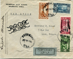 GRAND LIBAN LETTRE PAR AVION AVEC CACHET " PASSEZ L'ETE AU LIBAN " DEPART BRUMMANA 20 VI 35 POUR LA FRANCE - Briefe U. Dokumente