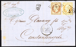 N° 21 + 23 OBL Ancre + CAD De Paquebot "Godavery*" (1865) Sur Lettre Pour Constantinople. TB - 1849-1876: Classic Period