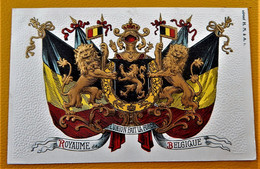 ROYAUME DE BELGIQUE  -  " L'Union Fait La Force "  - (carte Gaufrée) - Königshäuser