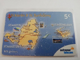 ST MARTIN €5,- ,- MAP OF ST MARTIN ANS ST BARHTS  FINE USED CARD    ** 8793 ** - Antillen (Französische)