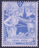 Belgie Belgique Liege Luik Lüttich 1905 " Exposition Universelle Intern. " Vignette Cinderella Reklamemarke Sluitzegel - Erinnofilia