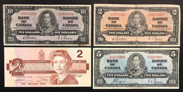 Canada  1937 Dollar $ 10 + 5 +2  Bank Of Canada Re Giorgio VI + 2 Dollar 1986  LOTTO 3324 - Canada