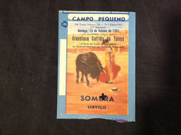 C2/23 - Portugal - Bilhete Praça Dos Touros De Campo Pequeno - 1961 - Portugal