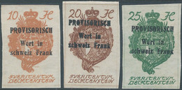 Liechtenstein,1920 National Arms,Overprinted Provisorisch Vert In Schweiz Frank- Provisionally Vert In Switzerland Frank - Sin Clasificación