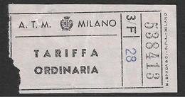 Milano - Biglietto A.T.M: Serie 3/F - Tariffa Ordinaria - Europa