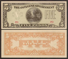 PHILIPPINES. 5 Pesos (1942). Pick 107 A. UNC. Japanese Occupation WWII. - Philippines