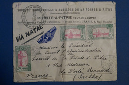 AR3 GUADELOUPE  BELLE LETTRE CENSUREE D UNE VRAIE ARCHIVE 1940 PAR AVION  POINT A PITRE  POUR FERTE FRANCE+PAIRE DE 20F - Lettres & Documents