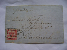 GERMANY (BADEN)-LETTER SENT FROM HEIDELBERG TO CARLSRUHE STAMP BAHNHOF FROM MANNHEIM IN 18?? IN STATE - Brieven En Documenten