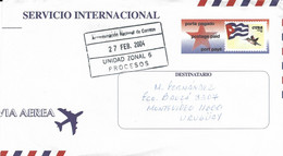 Cuba 2004 Havana Flag Hummingbird International Postage Paid Cover To Uruguay - Covers & Documents