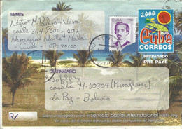 Cuba 2000 Matanzar International Postage Paid Cover To Bolivia - Cartas & Documentos
