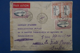 AR3 GUADELOUPE  BELLE LETTRE CENSUREE D UNE VRAIE ARCHIVE 1942 PAR AVION  POINT A PITRE  POUR FERTE FRANCE+A DECOUVRIR - Storia Postale