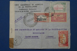 AR3 GUADELOUPE  BELLE LETTRE CENSUREE D UNE VRAIE ARCHIVE 1941 PAR AVION POINT A PITRE A ST EGREVE FRANCE  AFF.PLAISANT - Storia Postale