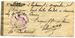 Jeton-billet De Nécessité Papier 1934 "Bon Pour 100 Kilos De Boulets (de Charbon) Viry-Noureuil" Aisne - Picardie - Monétaires / De Nécessité