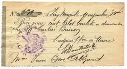 Jeton-billet - Monnaie De Nécessité1934 "Bon Pour 100 Kilo De Boulets (de Charbon) Viry-Noureuil" Aisne - Picardie - Monétaires / De Nécessité