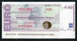 Billet Publicitaire De La Poste 2002 "American Express Travelers Cheque / Specimen / 50€" - Fiktive & Specimen