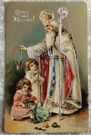 OLD POSTCARD Holidays Saint-Nicholas Day  ST.NIKOLAUS ST.NIKOLAS KIDS KINDER RELIEF WITH SILVER COULORS RELIEVO AK 1915 - Saint-Nicolas