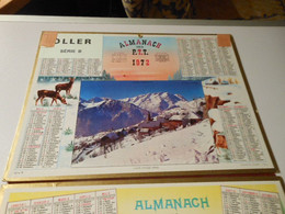 CA008 - Calendrier De 1972 - Almanach Des PTT - 3 Pages Réunies - L'Alpe D'Huez / Chateau De Rambures / Crique Cassis - Big : 1971-80