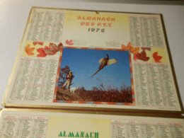 CA009 - Calendrier De 1972 - Almanach Des PTT - 4 Pages Réunies - Rugby / Peche / Envol Perdrix / Courses Enghien - Grand Format : 1971-80