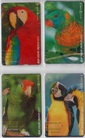 ISRAEL 2001 BIRD PARROTS SET OF 4 CARDS Used Phonecard - Papageien