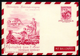 ÖSTERREICH PRIVAT-LUFTPOST-POSTKARTE PLP84 KINDERDORFVEREINIGUNG 1951 - Briefkaarten