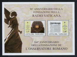 2021 VATICANO "90° ANN. FONDAZIONE RADIO VATICANA / 160° ANN. FONDAZIONE OSSERVATORE ROMANO" BF MNH - Nuevos