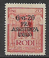 COLONIE ITALIANE 1943 OCCUPAZIONE TEDESCA DELL'EGEO"PRO ASSISTENZA EGEO" UNIF. 120 MNH XF - Egeo (Ocu. Alemana)