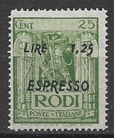 COLONIE ITALIANE 1943 OCCUPAZIONE TEDESCA DELL'EGEO ESPRESSI PRO ASSISTENZA EGEO UNIF. 5 MLH VF - Egeo (Occup. Tedesca)