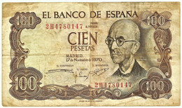 ESPAÑA - 100 Pesetas - 17.11.1970 ( 1974 ) - Pick 152 - Serie 2H - Manuel De Falla - 100 Pesetas