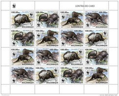 MOZAMBIQUE 2016 ** WWF African Clawless Otter Kapotter M/S 16v - OFFICIAL ISSUE - A1641 - Ongebruikt