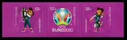 2021 Russia 2999-3001strip 2020 UEFA European Championship 8,20 € - Ungebraucht