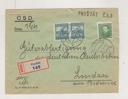 CZECHOSLOVAKIA  1934 FRYSTAT Nice Registered Cover To Germany - Covers & Documents