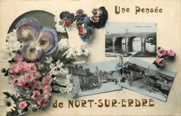 Nort Sur Erdre * Souvenir Et Une Pensée De La Commune * Cpa 3 Vues - Nort Sur Erdre