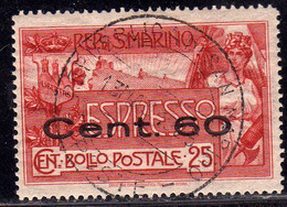 REPUBBLICA DI SAN MARINO 1923 ESPRESSO SPECIAL DELIVERY CENT. 60 SU 25c USATO USED OBLITERE' - Eilpost