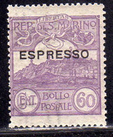 REPUBBLICA DI SAN MARINO 1923 ESPRESSO SPECIAL DELIVERY CENT. 60c MNH - Sellos De Urgencia