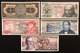 Messico Mexico 1 Pesos 1967 + 10 1975 + 20 1972 + 50 1981 + 100 1982 + 500 1984 + 1000 1985 + 2000+5000 1987 LOTTO 2110 - Mexico